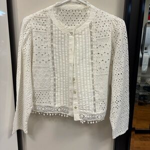Zara White Eyelet Lace Top